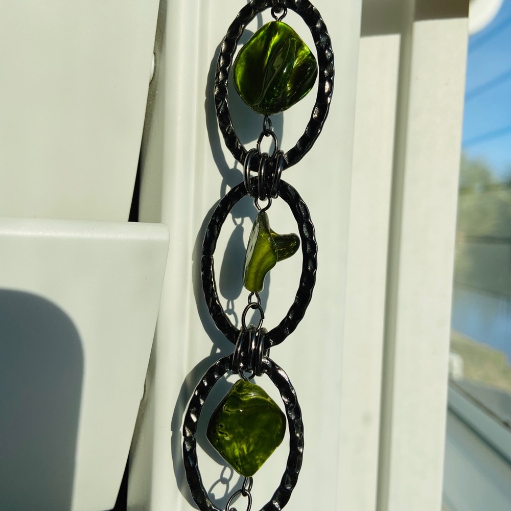 Charming Charlie Green Stone LONG Necklace